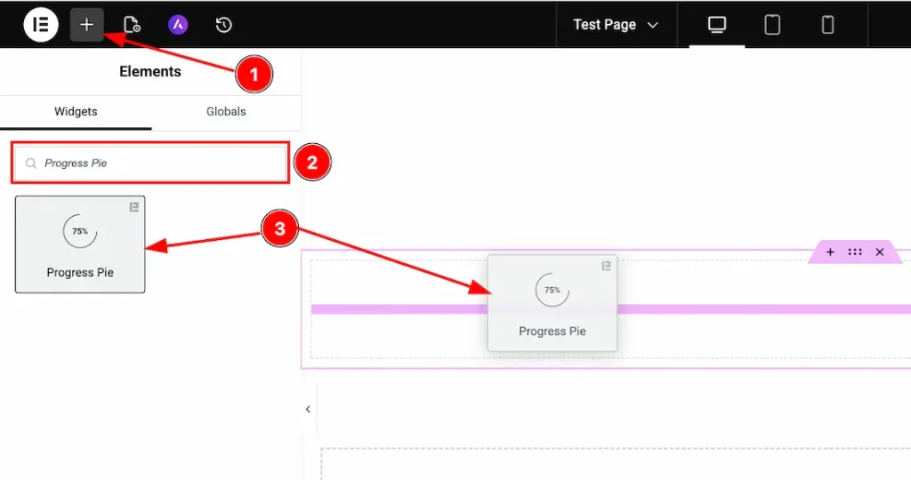 Inserting the Progress Pie widget