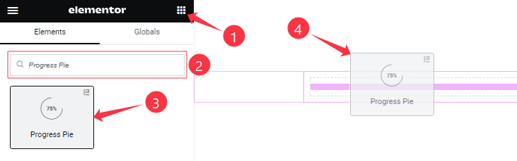 Inserting The Progress Pie Widget