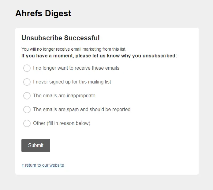 Unsubscribe Page - BdThemes