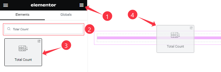 Inserting the Total Count widget