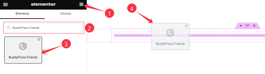 Inserting the BuddyPress Friends widget
