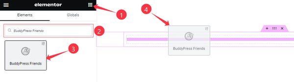 Inserting the BuddyPress Friends widget