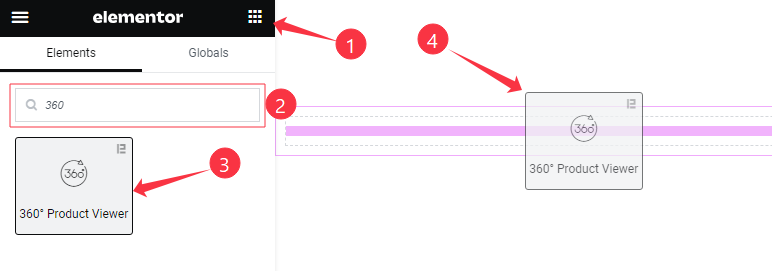 Inserting the 360° Product Viewer widget