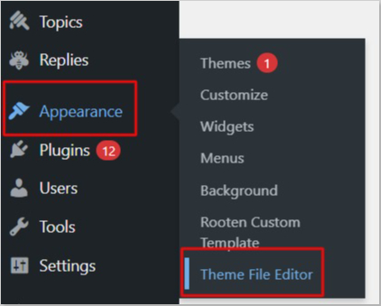 Select theme file editor to edit PHP code for adding search bar with custome coding - BdThemes