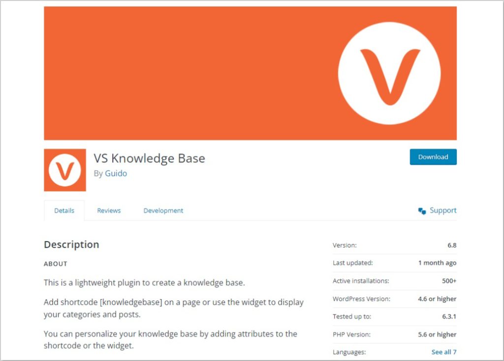 VS Knowledge Base – WordPress plugin WordPress org - BdThemes