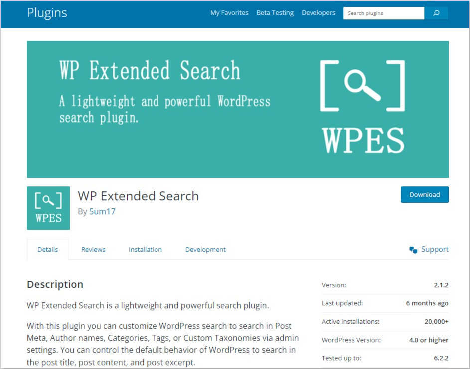 wp extended search plugin wp