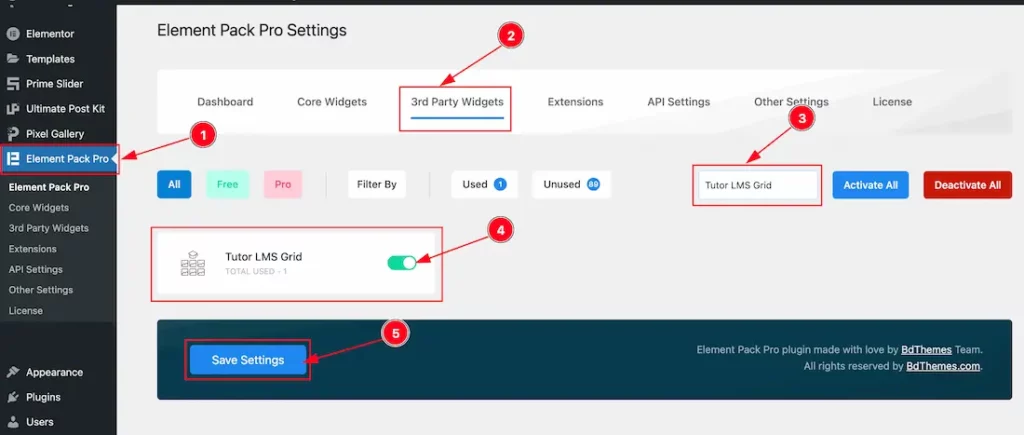 Activating The Tutor LMS Grid Widget