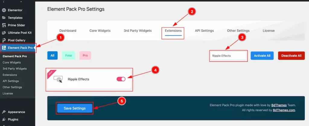 Enabling the Ripple Effects Extension