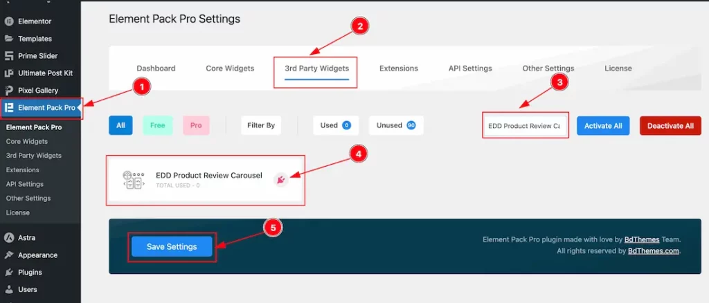 Activating the EDD Product Review Carousel Plugin