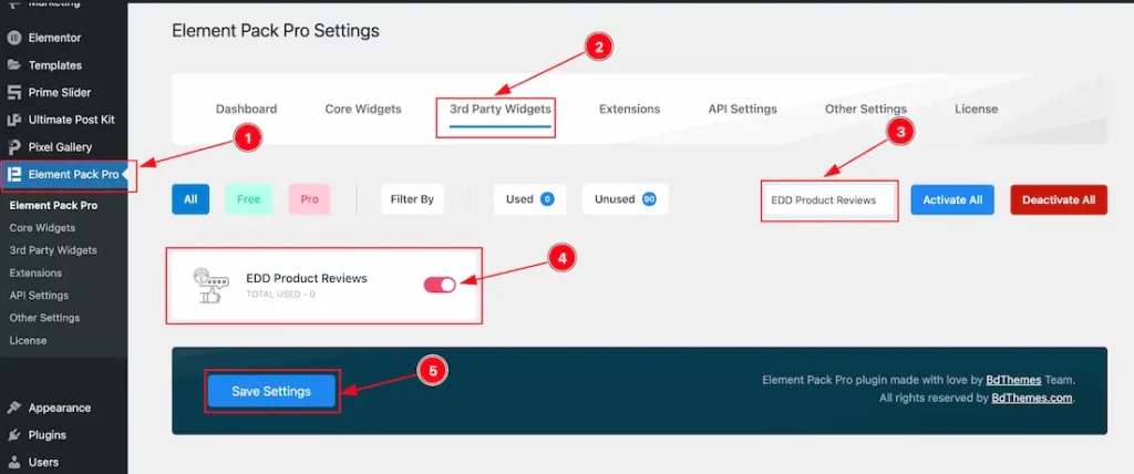 Activating the EDD Product Reviews Widget