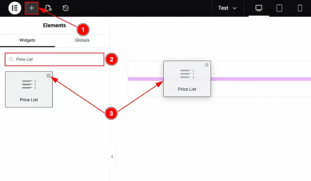 Inserting The Price List Widget
