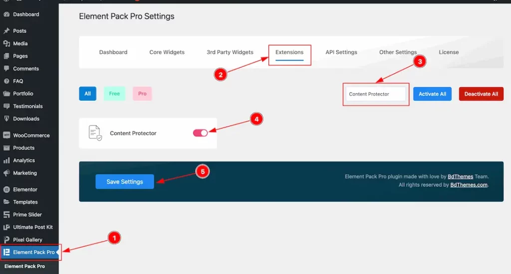 Enabling The Content Protector Extension