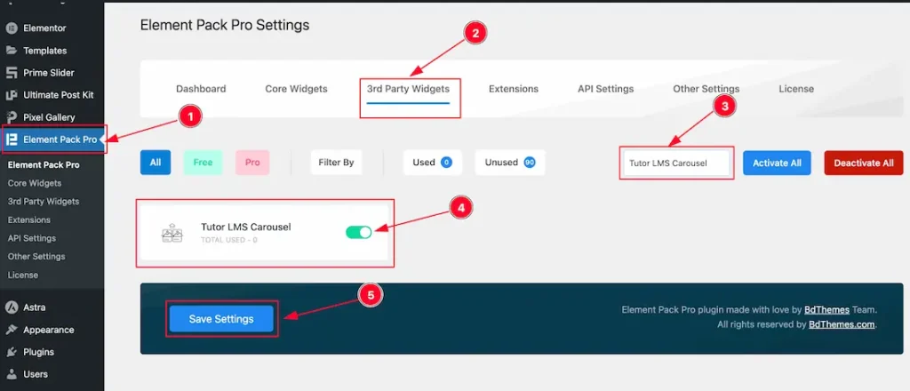 Activating The Tutor LMS Carousel Widget