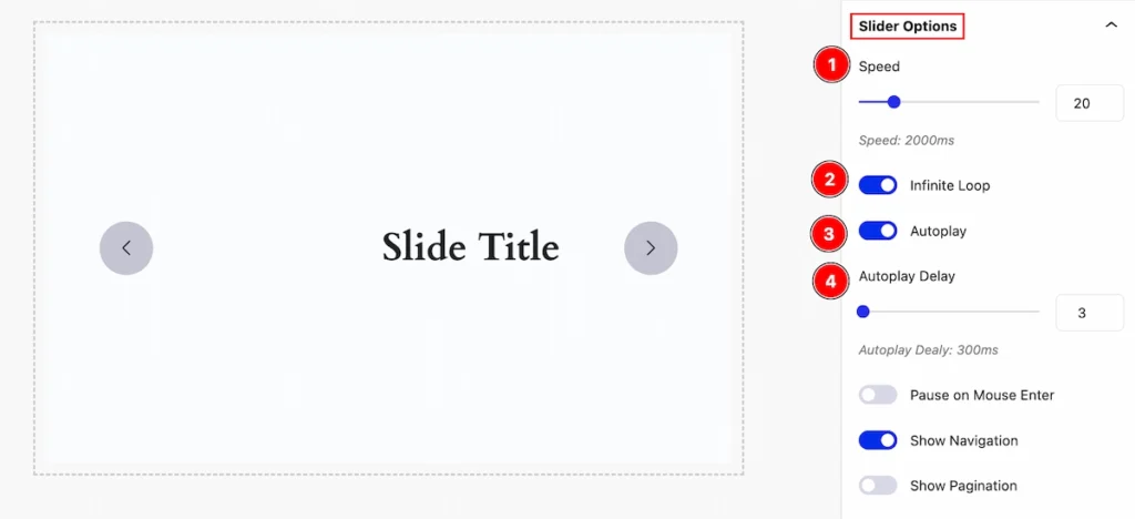 slider options - BdThemes