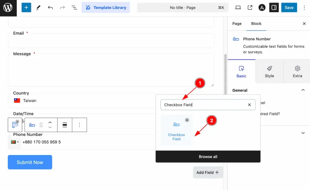 Check box Field searh and select - BdThemes