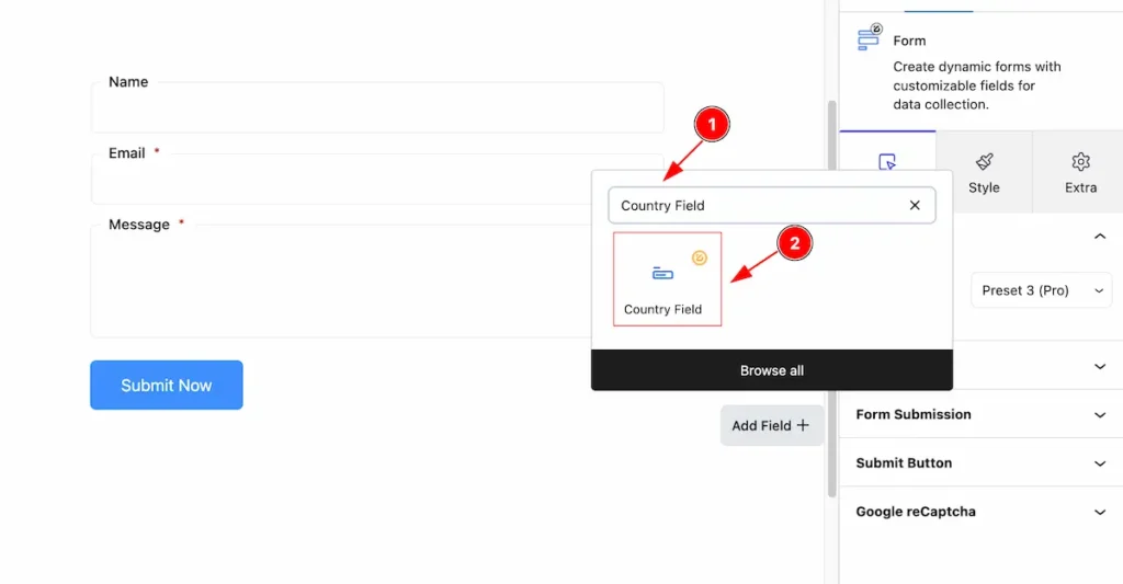 country field search and select - BdThemes