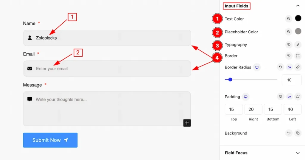 input fields - BdThemes