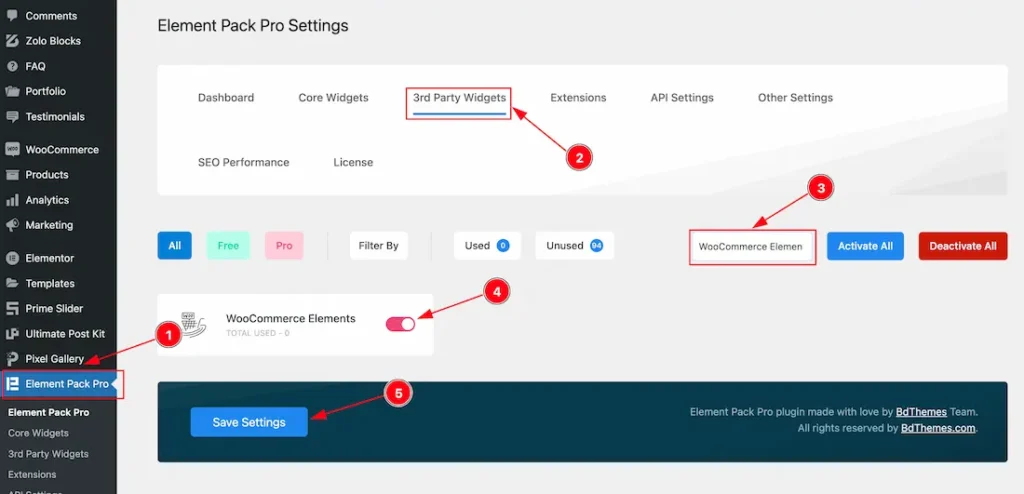 Enable the WooCommerce Elements Widget