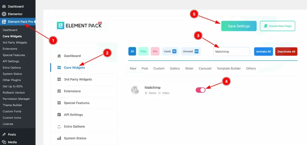 Enable The Mailchimp Widget