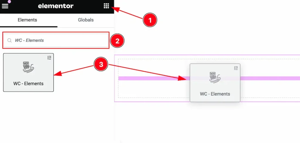 Inserting The WooCommerce Elements widget