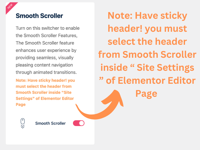 Note Have sticky header you must select the header from Smooth Scroller inside Site Settings of Elementor Editor Page - BdThemes