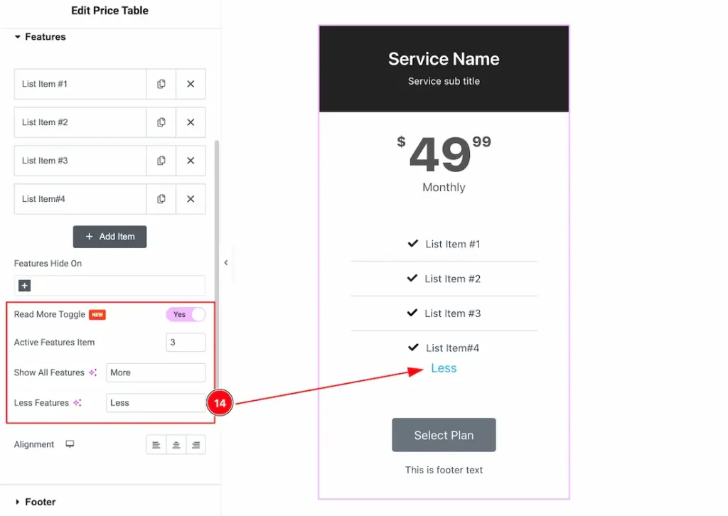 How to use the Price Table Widget by Element Pack Pro 11 Toggle2 - BdThemes