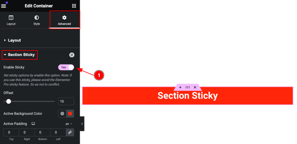 enable the section sticky - BdThemes