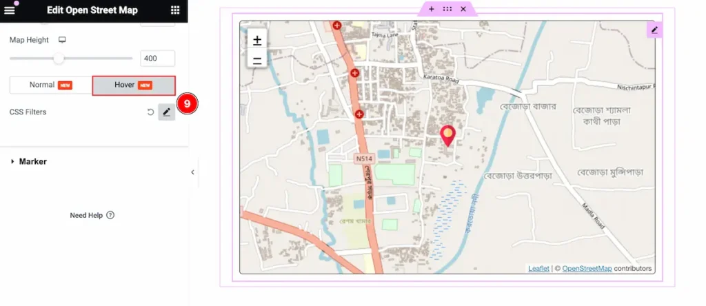 open street map hover - BdThemes