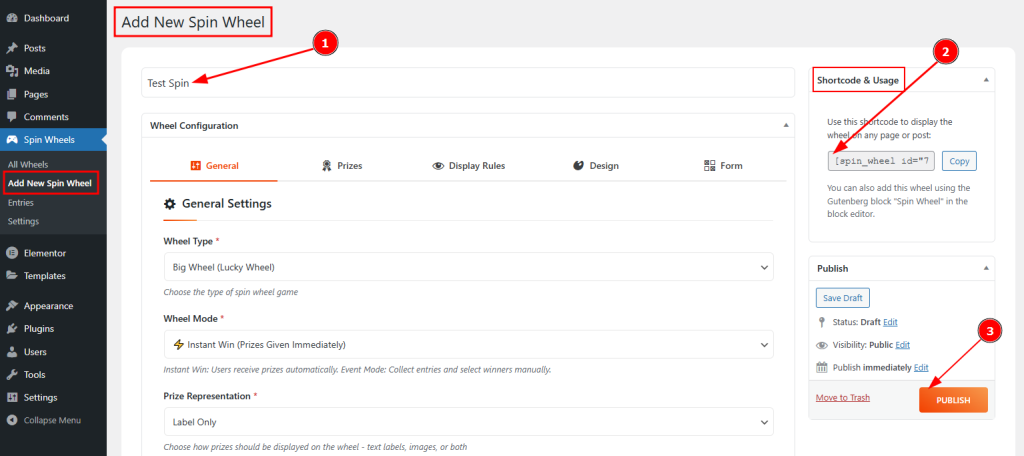 Add New Spin Wheel Section