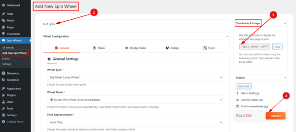 Add New Spin Wheel Section