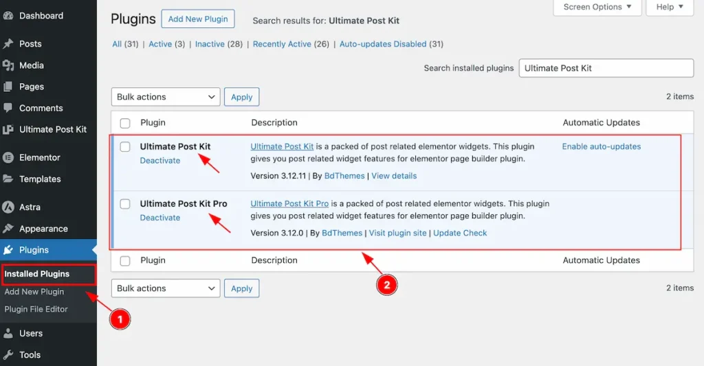 check the both plugins are installed - BdThemes