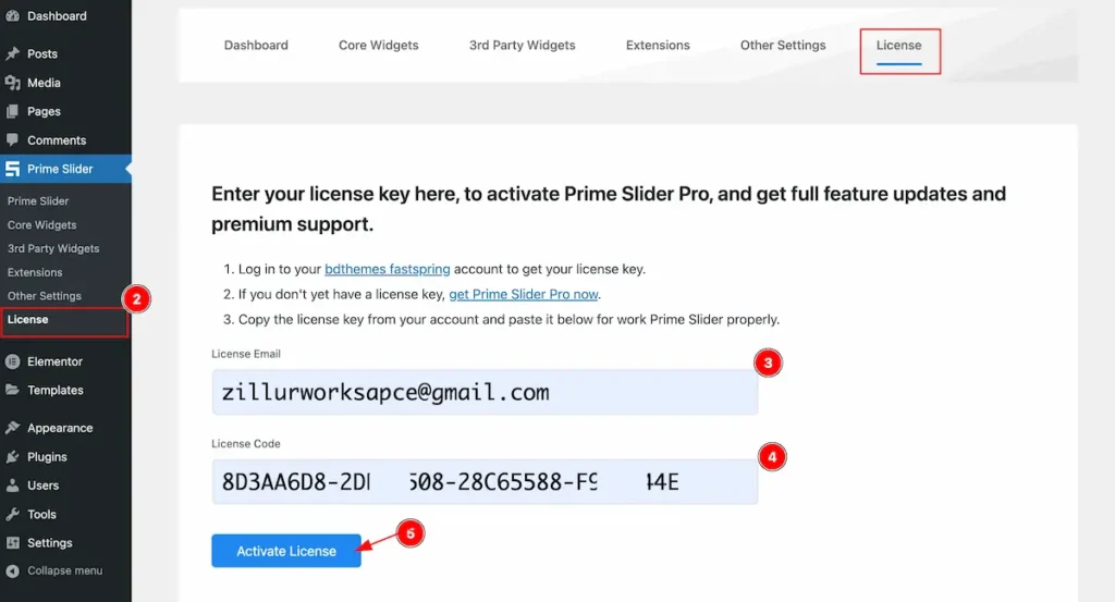 activate the license key 1 - BdThemes