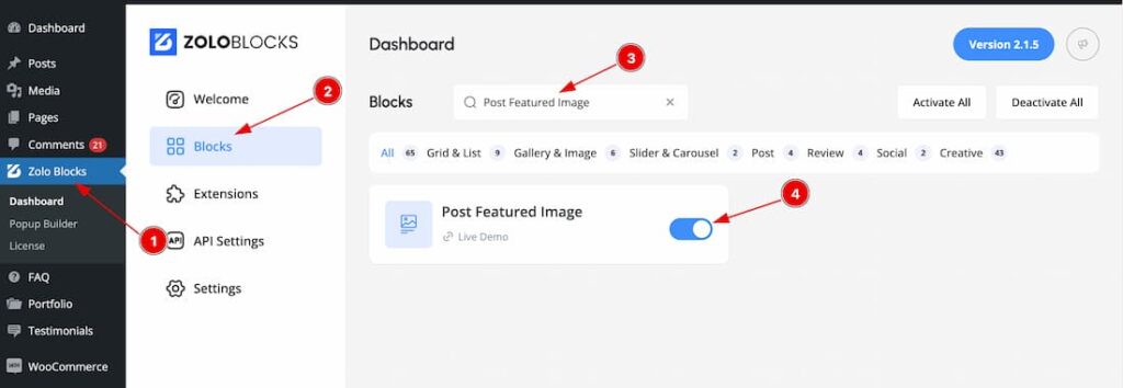 Enable the Post Featured Image Block