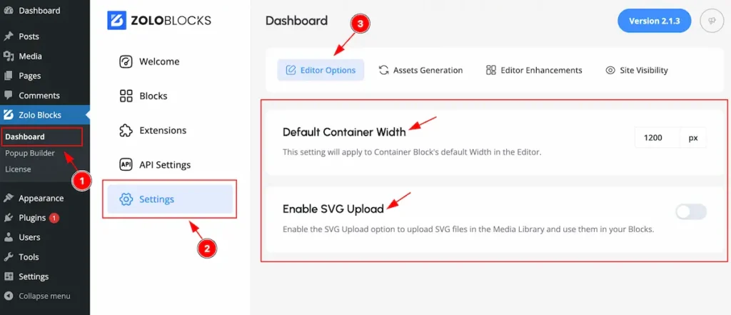 settings editor options - BdThemes