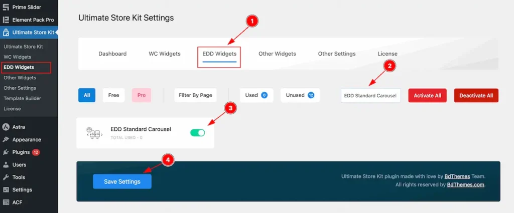 activate edd standard carousel - BdThemes