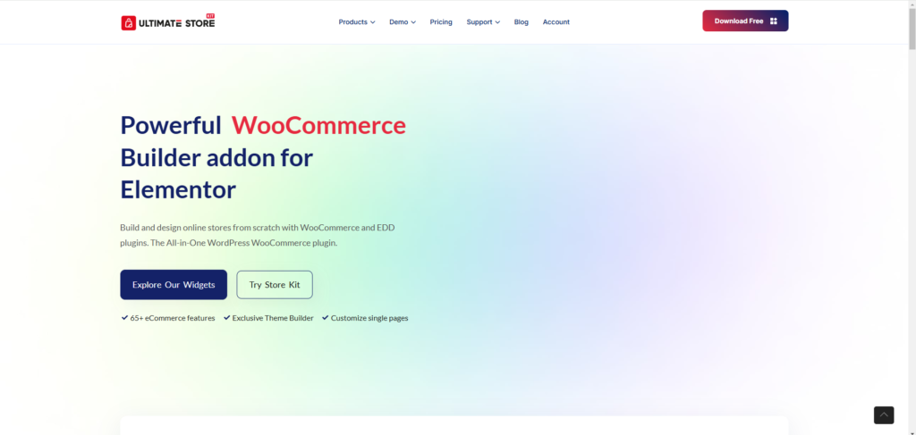 An Elementor plugin to build website with WooCommerce site in WordPress