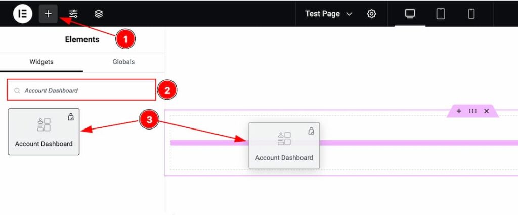 Inserting The Account Address widget