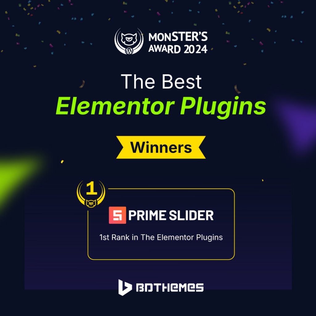 Monster Award 2024 winner in elementor plugin category for slider