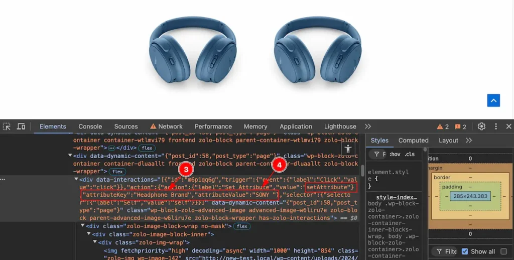 Set Attributes inspect - BdThemes