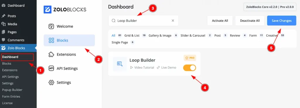 activate loop builder - BdThemes