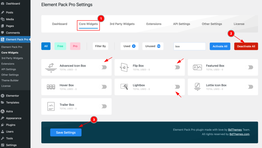 deactivate all widget core 1 - BdThemes