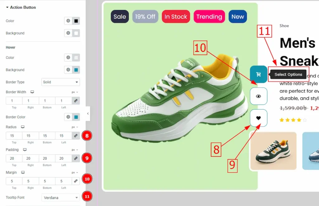 How to use the Mentor Slider widget by Ultimate Store Kit 32 Action Button 03 - BdThemes