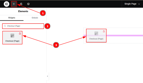 Inserting the Checkout Page widget