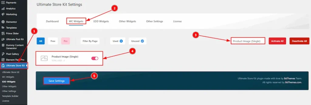 How to use the Product Image widget by Ultimate Store Kit 1 Enable the Product Image Widget