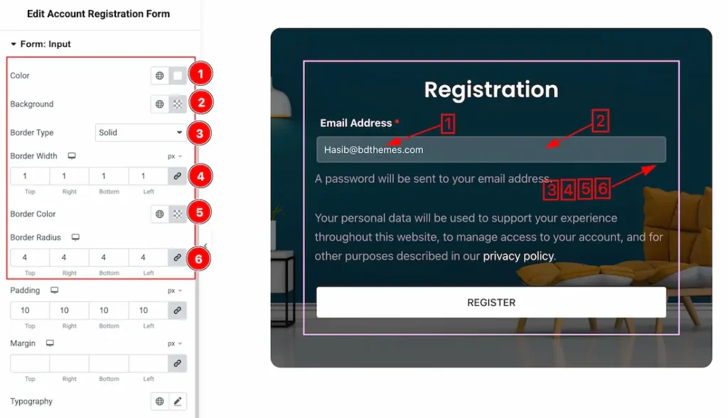 Form input - BdThemes