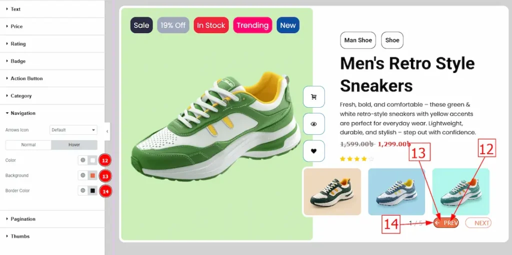 How to use the Mentor Slider widget by Ultimate Store Kit 46 Navigation Hover 2 - BdThemes