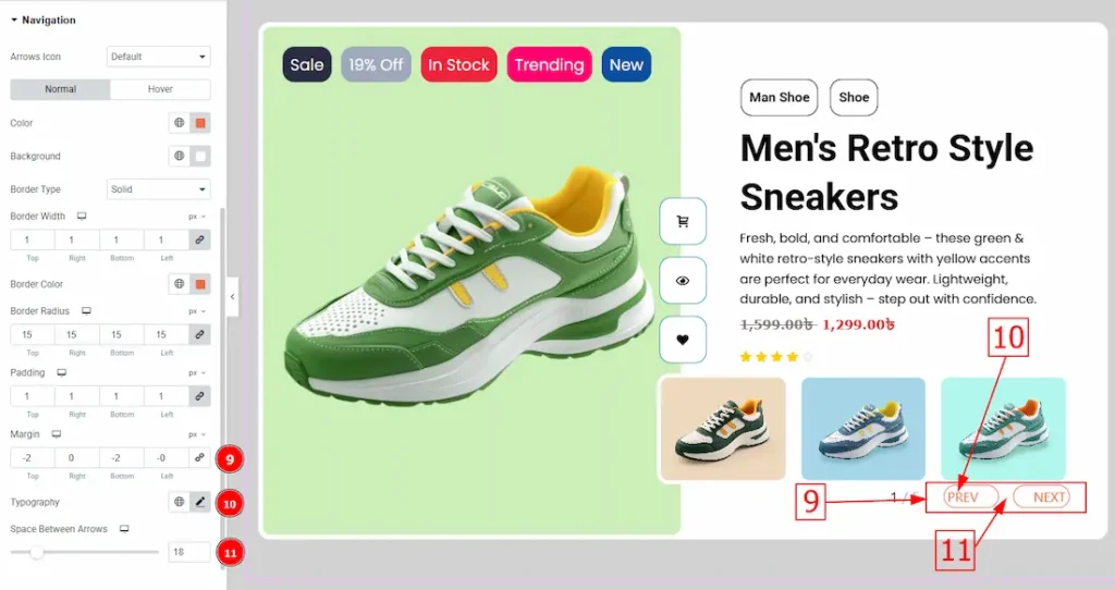 How to use the Mentor Slider widget by Ultimate Store Kit 45 Navigation Normal 03 - BdThemes