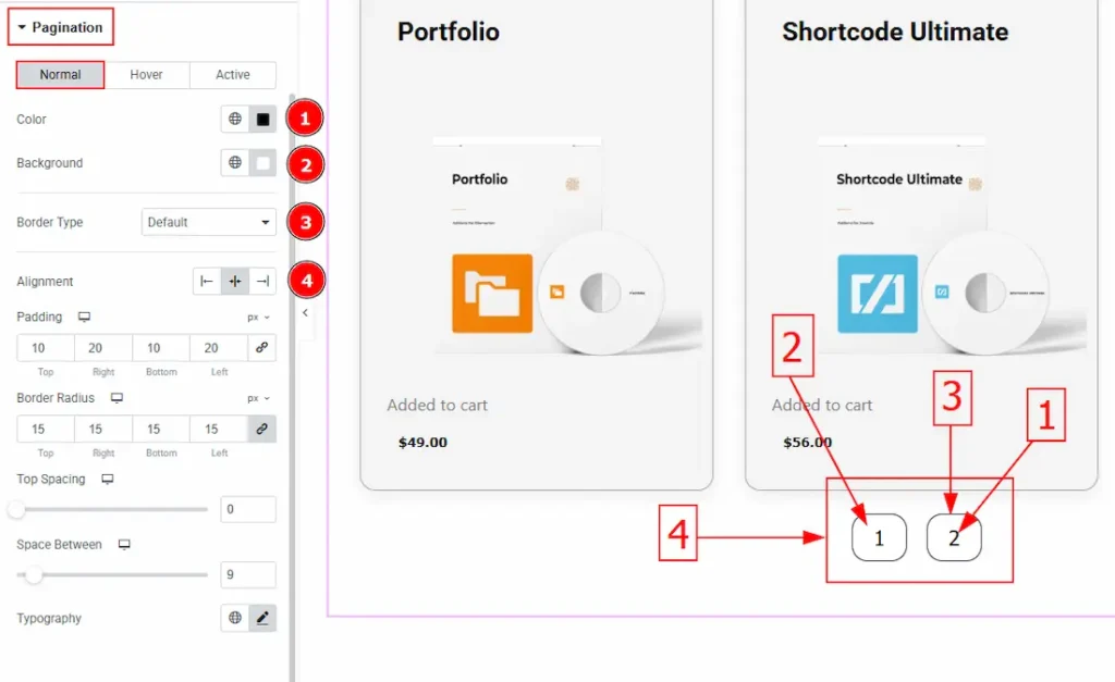 How to use the EDD Trendy Grid widget by Ultimate Store Kit 25 Pagination Normal 01 1 - BdThemes