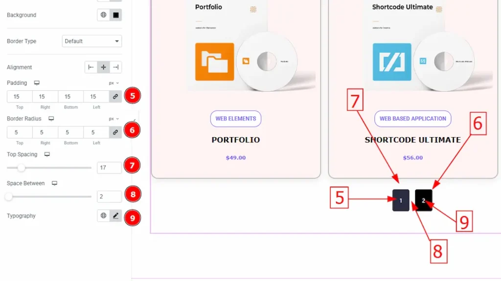 How to use the EDD Beauty Grid widget by Ultimate Store Kit 21 Pagination Normal 02 - BdThemes