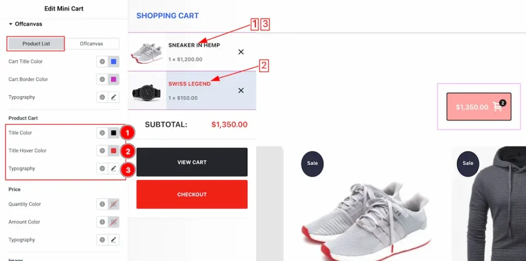 Product Cart Sub section